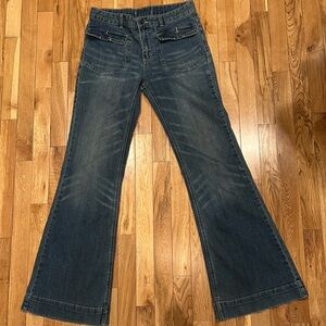 Vintage Urban Outfitters Dark Blue Flare Jeans size 30" waist length 41"